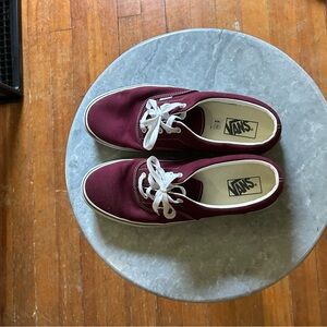 Vans Maroon and White High-Top Sneakers